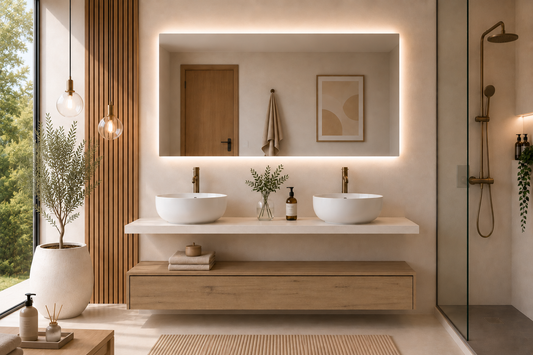 CERDEÑA Wall-Mounted Bathroom Vanity Unit with Estepa Cabinet and White Countertop