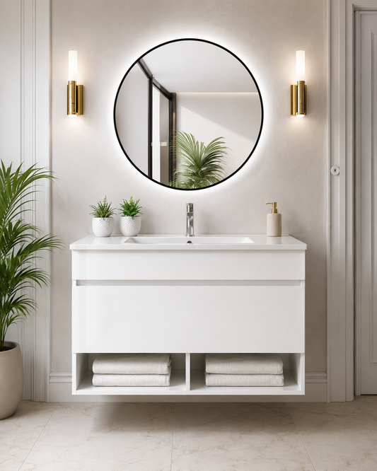 NEBARI Wall-Mounted Bathroom Vanity with Drawer and Slimline Washbasin