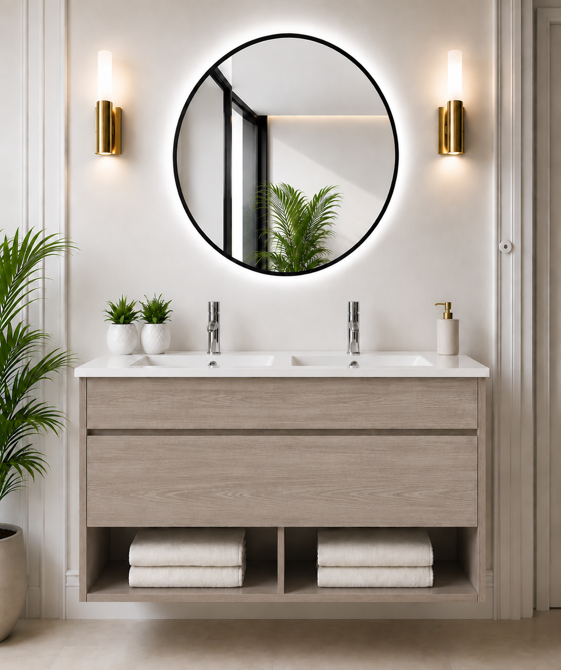 NEBARI Wall-Mounted Bathroom Vanity with Drawer and Slimline Washbasin