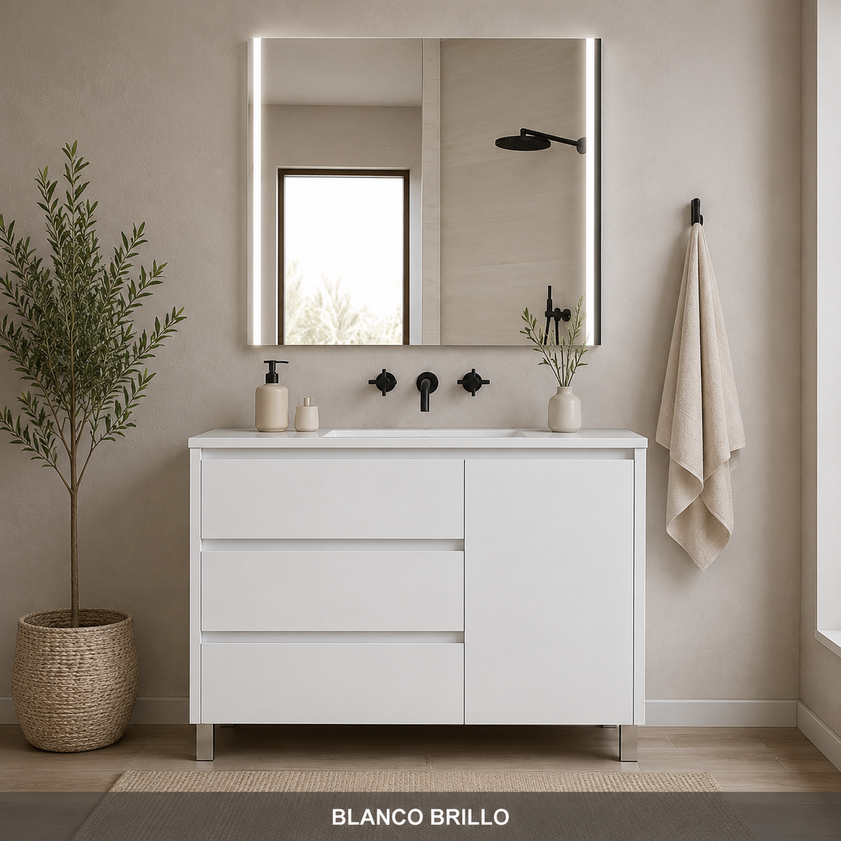 SPECIAL OFFER: VOLUM Vanity with Washbasin + MEGAN LED Mirror Set
