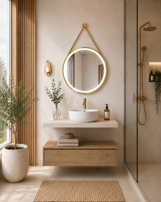 CERDEÑA Wall-Mounted Bathroom Vanity Unit with Estepa Cabinet and White Countertop