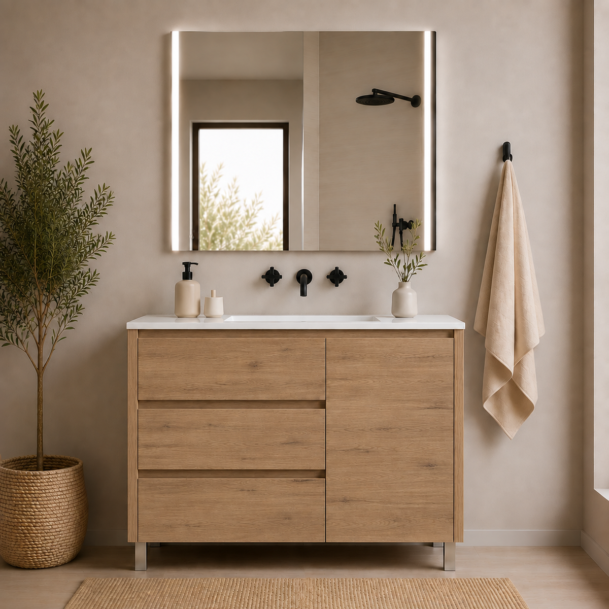 VOLUM Vanity + MEGAN LED Mirror Set