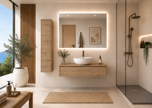 FORMENTERA Bathroom Vanity in Estepa with Countertop Washbasin