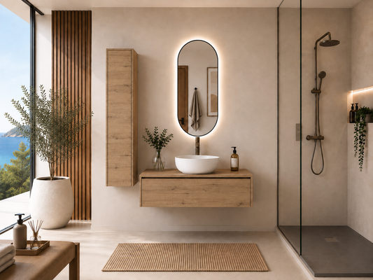 FORMENTERA Bathroom Vanity in Estepa with Countertop Washbasin