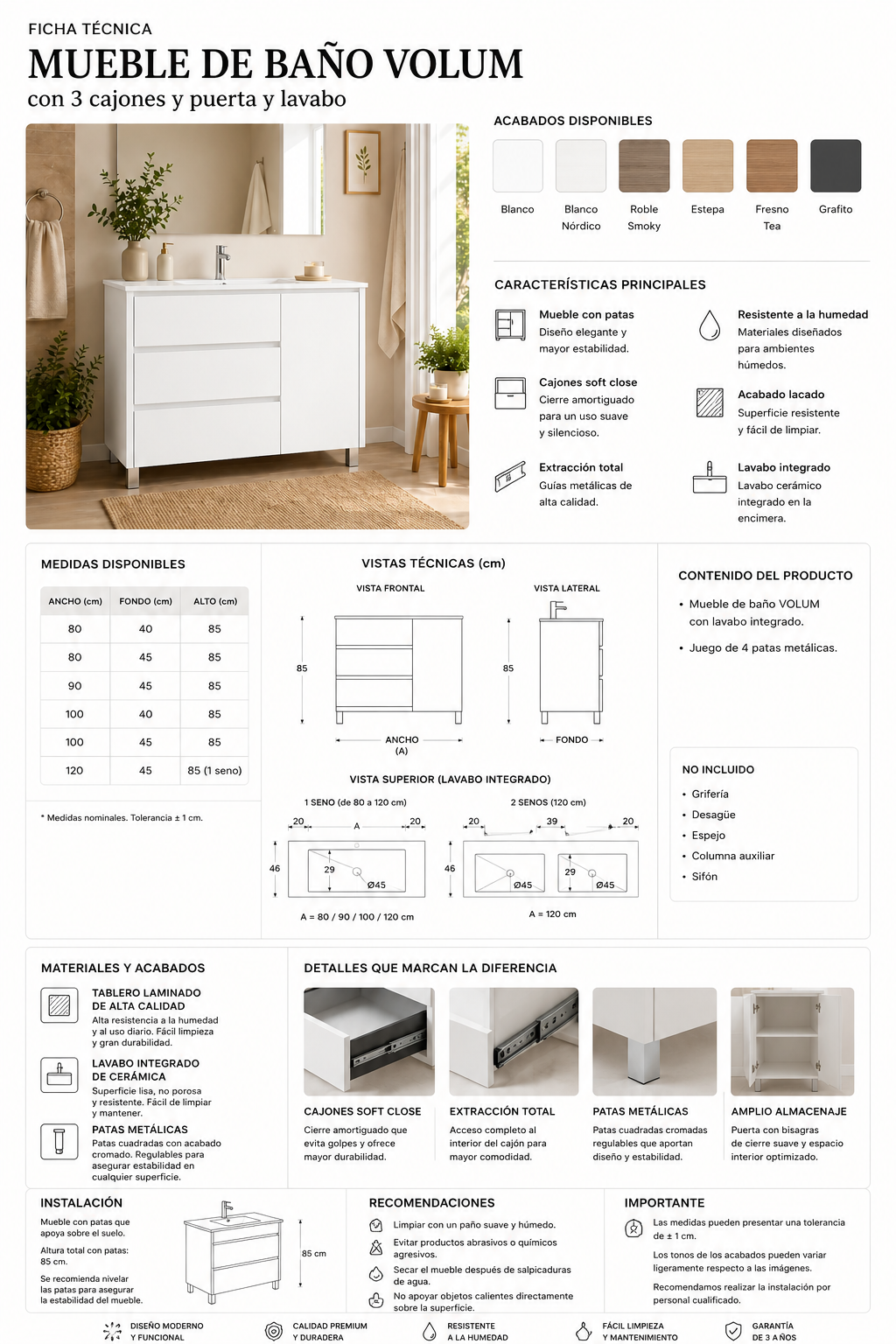 SPECIAL OFFER: VOLUM Vanity with Washbasin + MEGAN LED Mirror Set