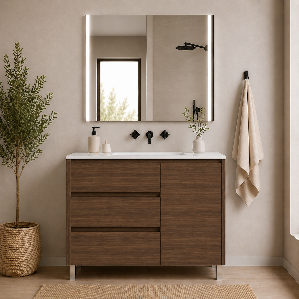 SPECIAL OFFER: VOLUM Vanity with Washbasin + MEGAN LED Mirror Set