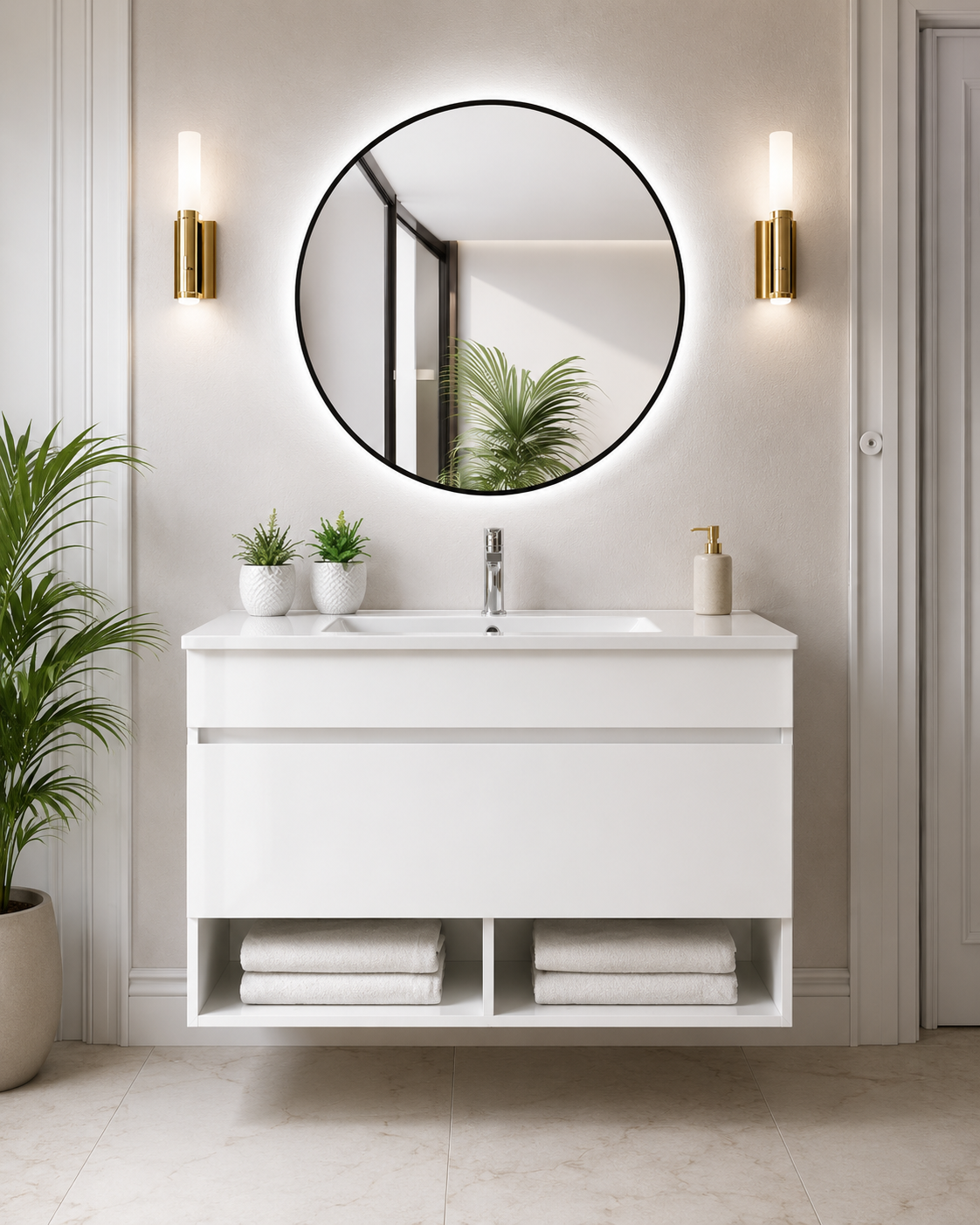 NEBARI Wall-Mounted Bathroom Vanity with Drawer and Slimline Washbasin