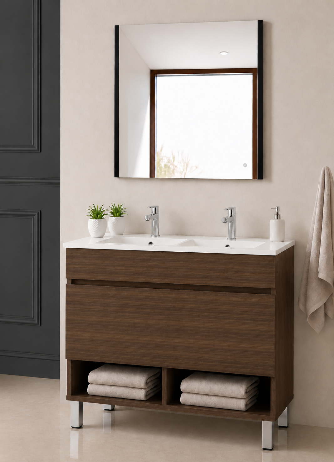 NEBARI Freestanding Bathroom Vanity Unit with Drawer and Slimline Washbasin