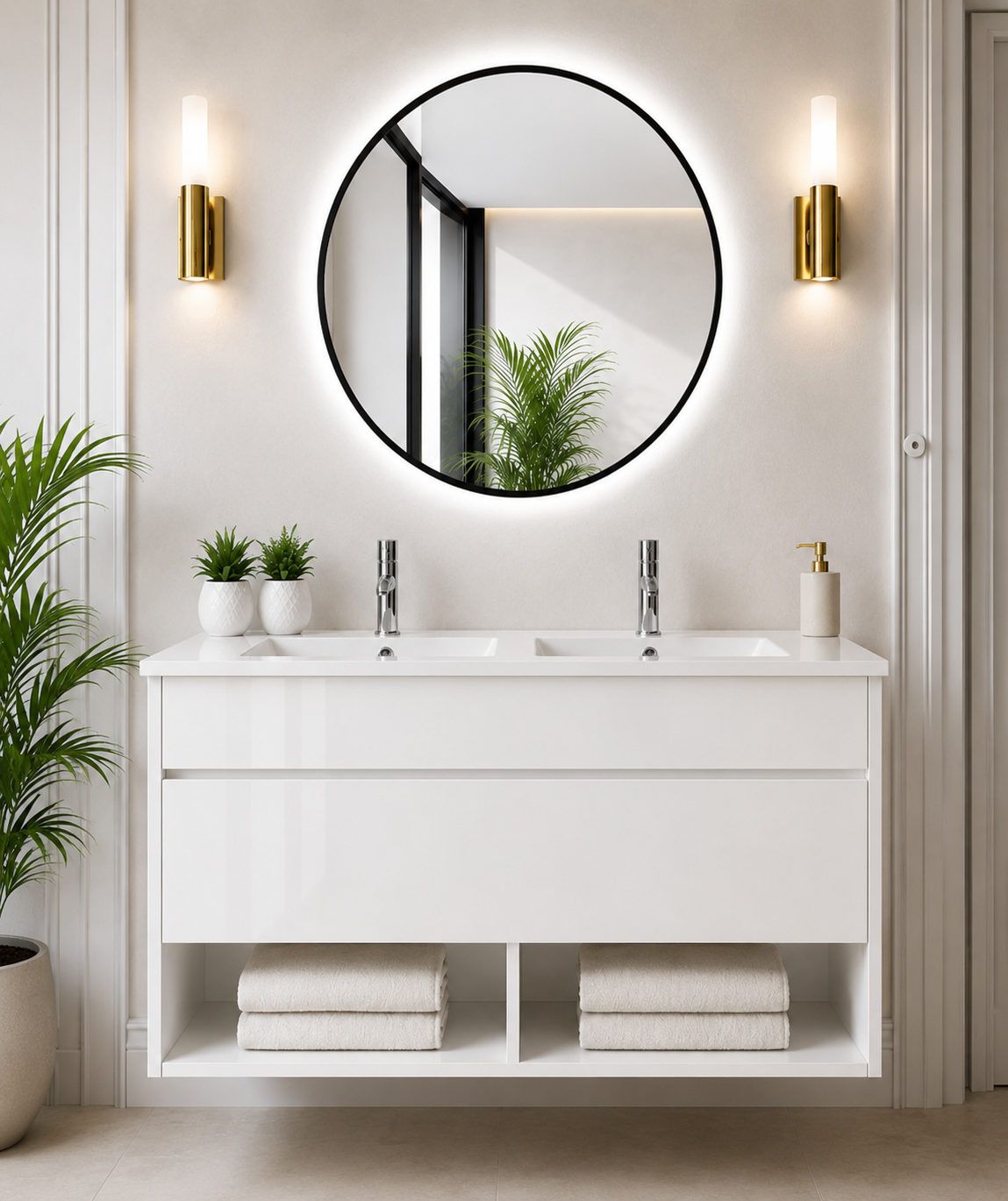 NEBARI Wall-Mounted Bathroom Vanity with Drawer and Slimline Washbasin