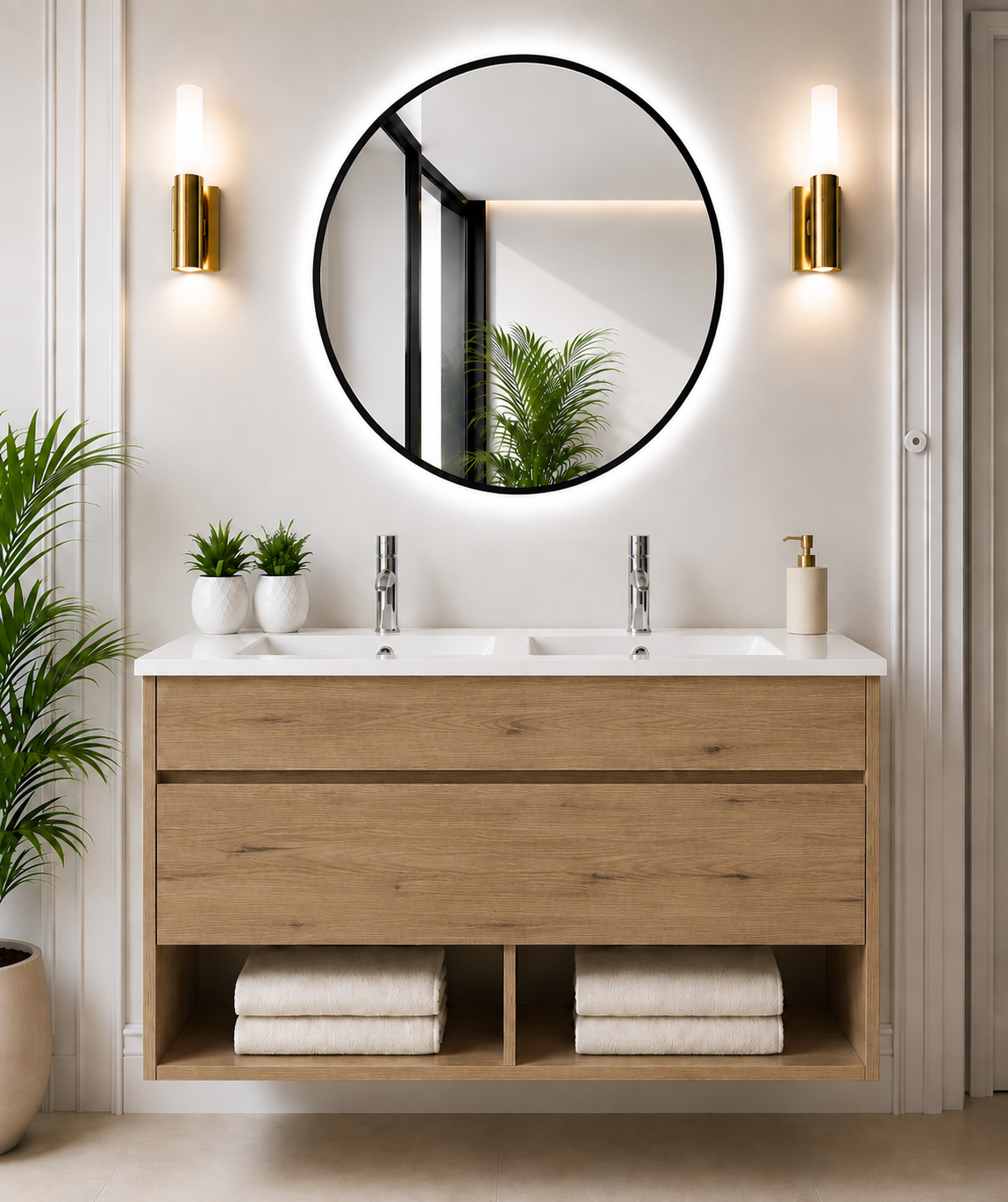 NEBARI Wall-Mounted Bathroom Vanity with Drawer and Slimline Washbasin
