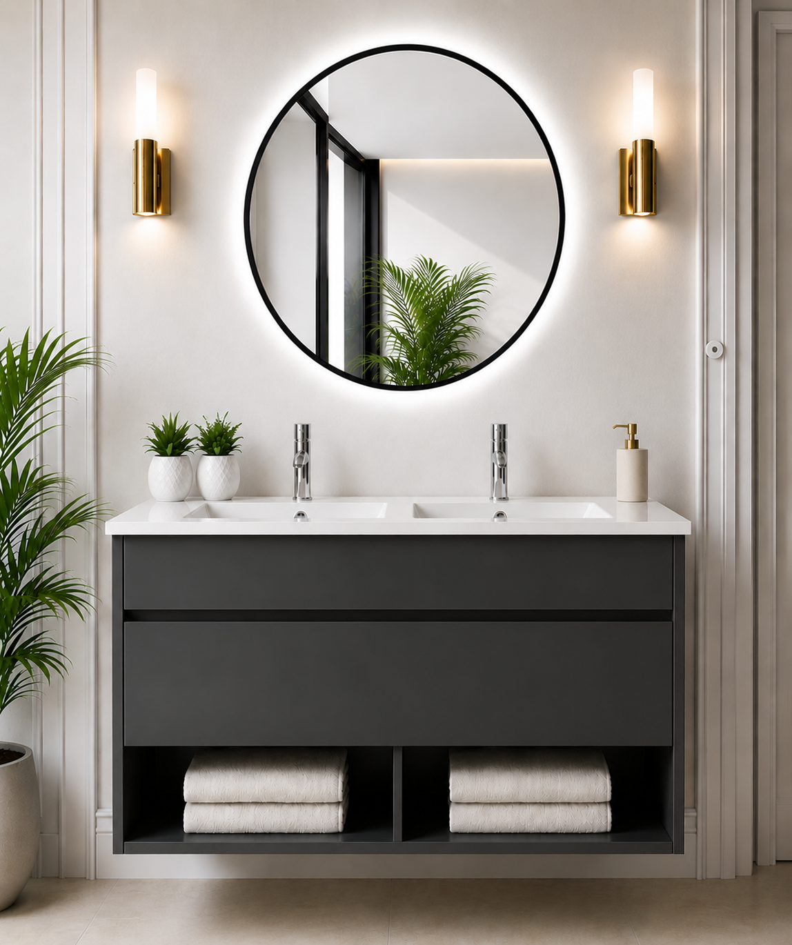 NEBARI Wall-Mounted Bathroom Vanity with Drawer and Slimline Washbasin