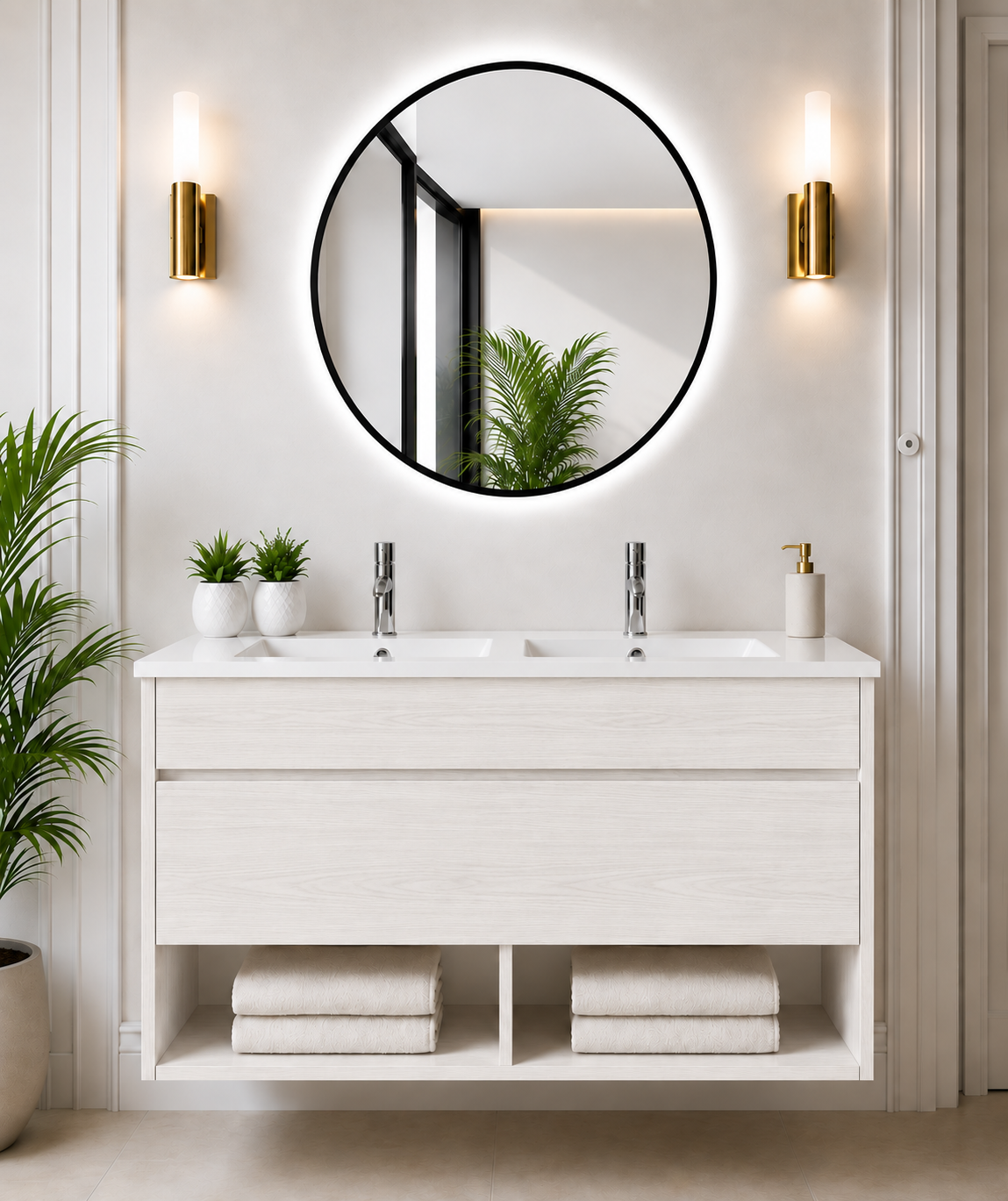 NEBARI Wall-Mounted Bathroom Vanity with Drawer and Slimline Washbasin