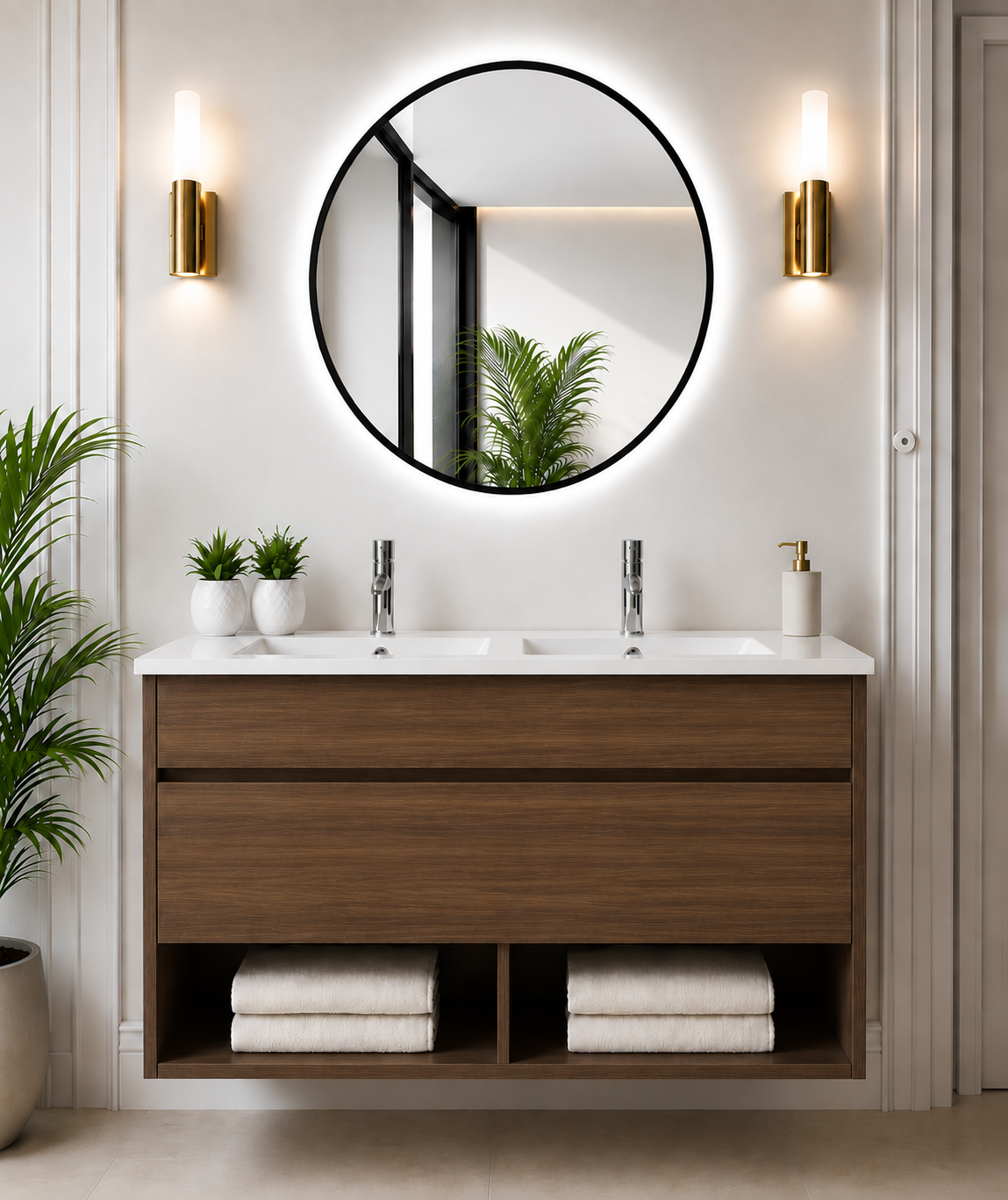 NEBARI Wall-Mounted Bathroom Vanity with Drawer and Slimline Washbasin