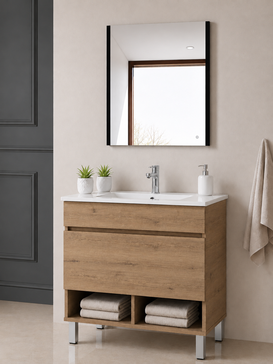 NEBARI Freestanding Bathroom Vanity Unit with Drawer and Slimline Washbasin