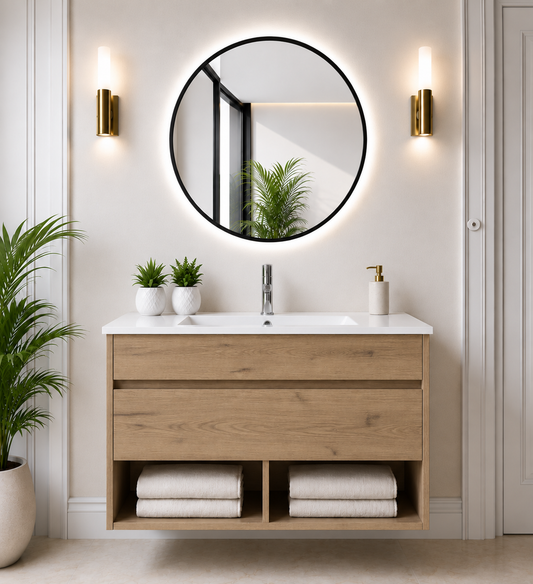 NEBARI Wall-Mounted Bathroom Vanity with Drawer and Slimline Washbasin