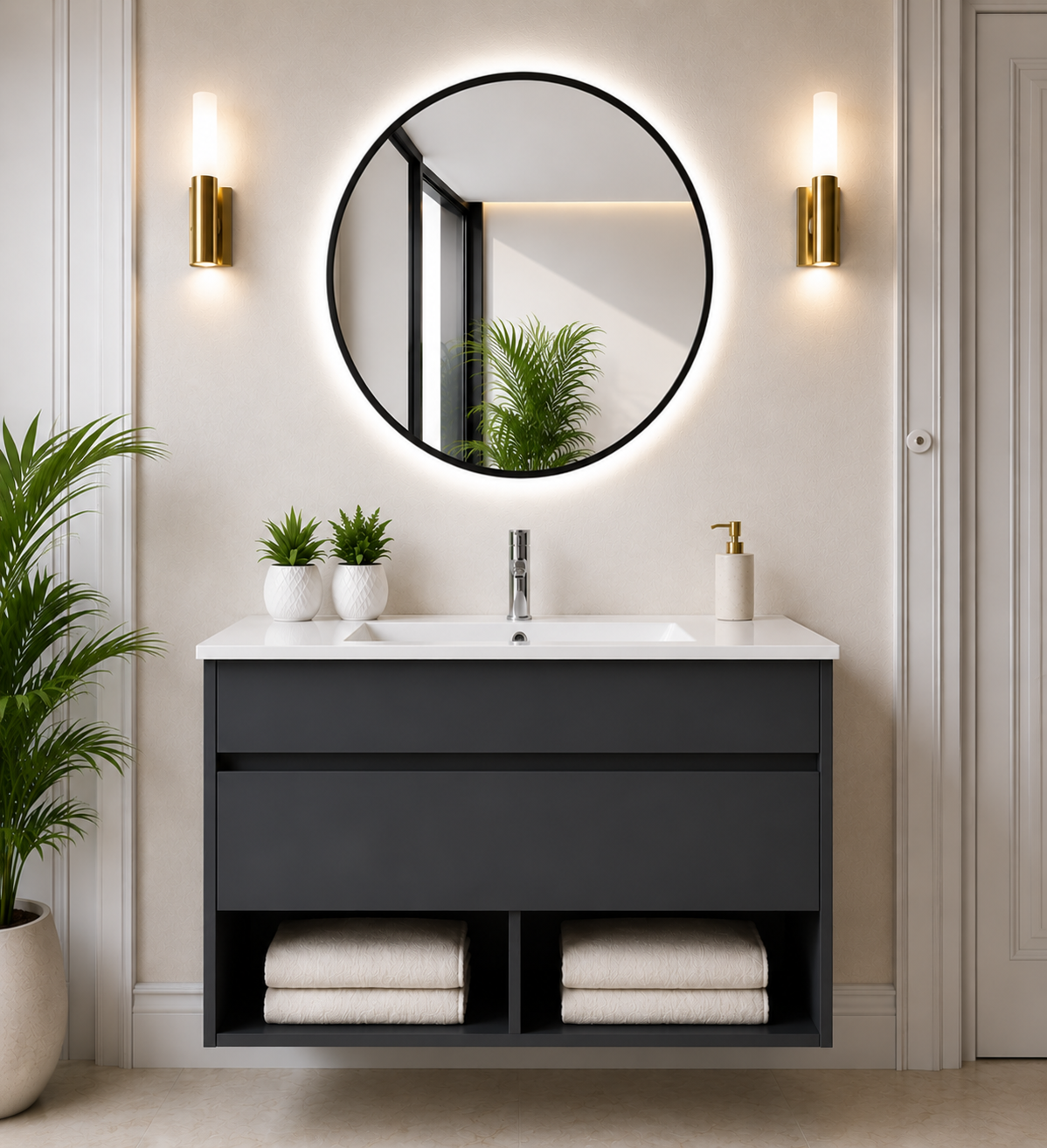 NEBARI Wall-Mounted Bathroom Vanity with Drawer and Slimline Washbasin