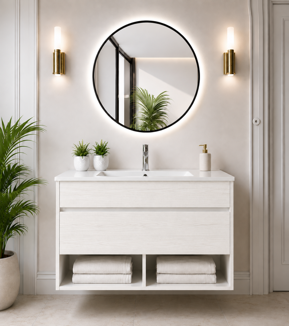 NEBARI Wall-Mounted Bathroom Vanity with Drawer and Slimline Washbasin