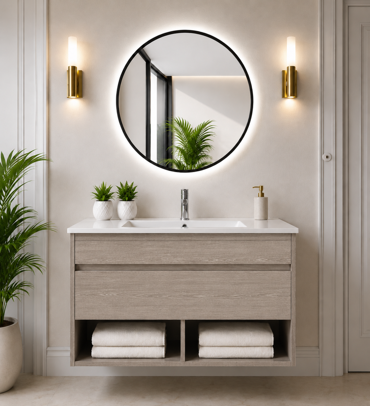 NEBARI Wall-Mounted Bathroom Vanity with Drawer and Slimline Washbasin