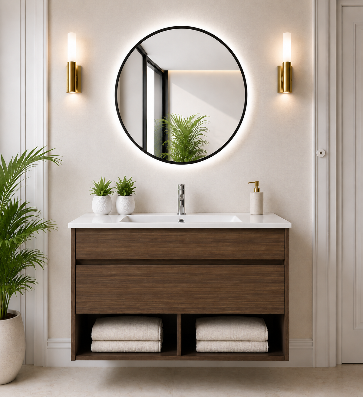 NEBARI Wall-Mounted Bathroom Vanity with Drawer and Slimline Washbasin