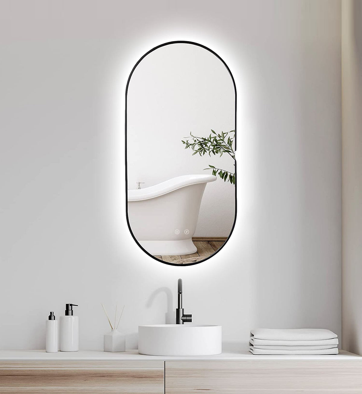 SELENE Gold & Black LED Mirror