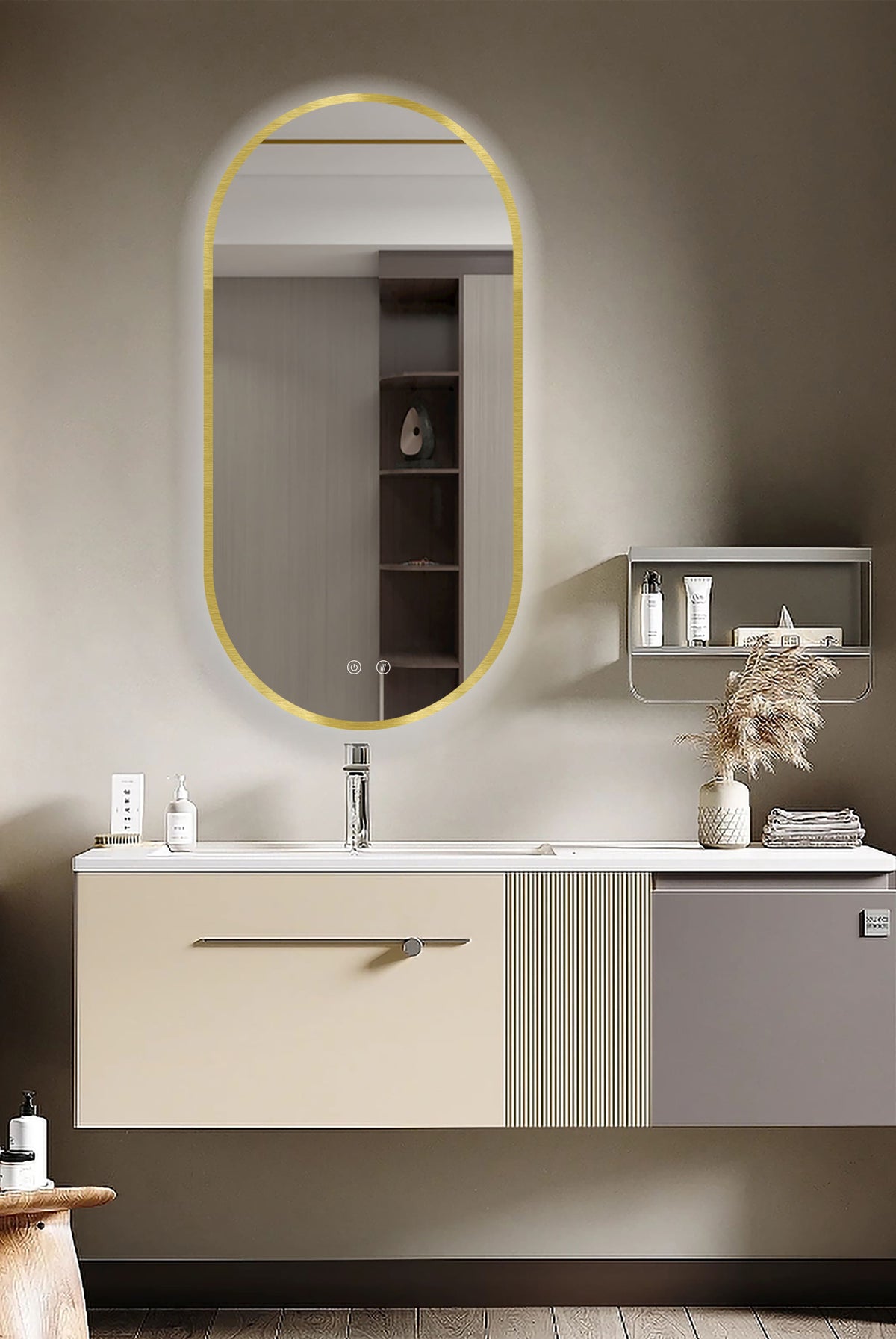 SELENE Gold & Black LED Mirror