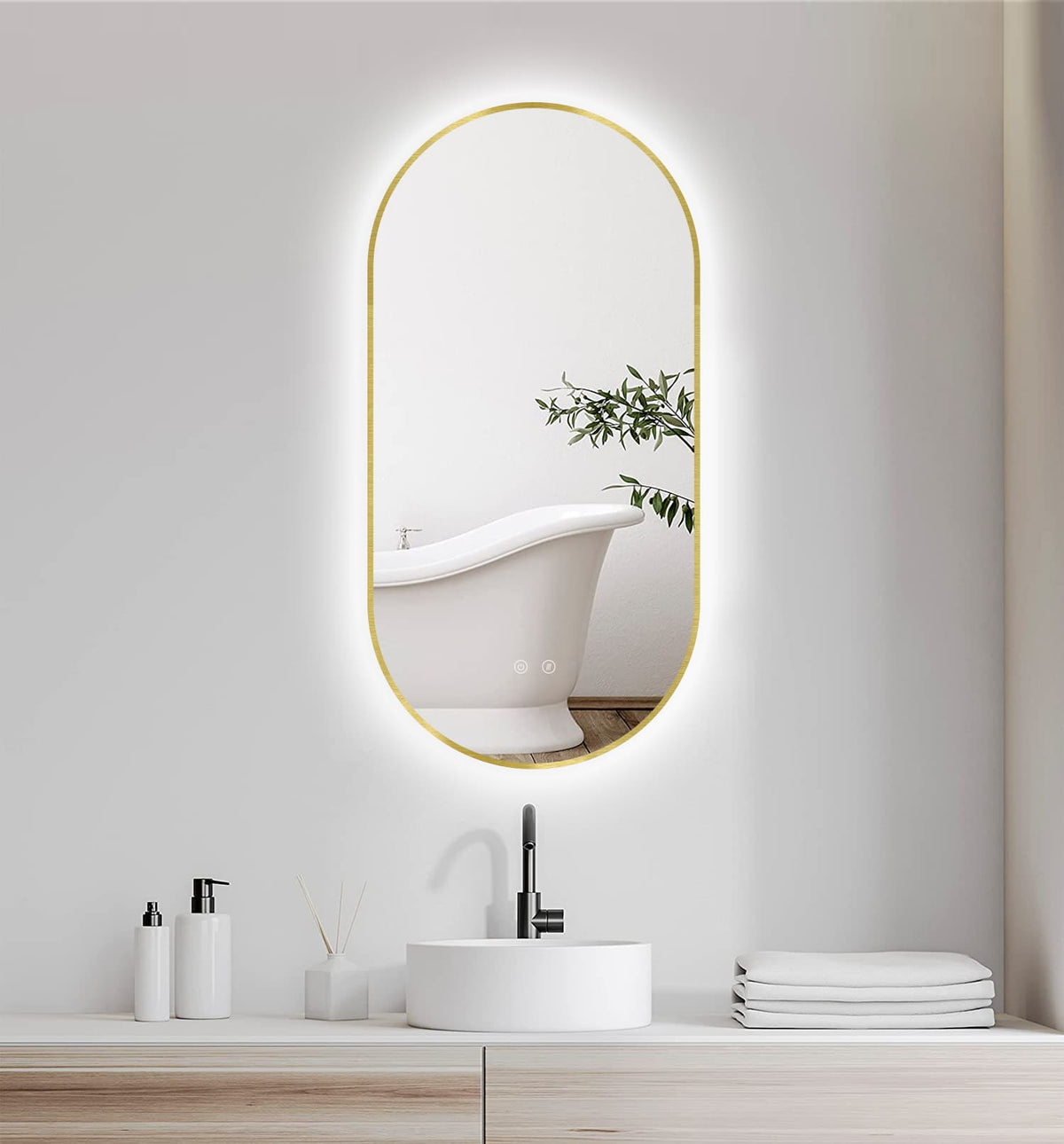 SELENE Gold & Black LED Mirror