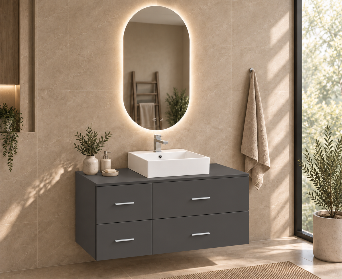 PAROS bathroom vanity in Graphite with Libra washbasin
